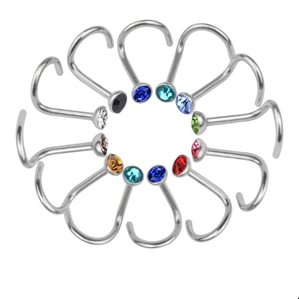 NWOT Stainless Steel Rhinestone Noise Stud Earrings